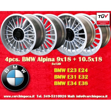 4 cerchi Alpina 9x18 + 10.5x18 5x120 BMW serie 5 E34 serie 6 E24 serie 7 E23 E32 8 E31