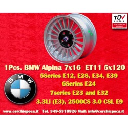 1 wheel Alpina 7x16 5x120 BMW serie 5 E12 E28 E34 serie 6 E24 serie 7 E23 E32 E3 E9 silver/black