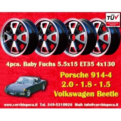 4 Felgen Baby Fuchs 5.5x15 4x130 Porsche Volkswagen 914-4 VW Beetle 1968-- Karmann Ghia Typ 34 black/diamond cut