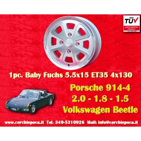 1 Felge Babyfuchs 5.5x15 4x130 Porsche Volkswagen Beetle 67- Karmann Ghia 67- Type 3 411 412 silver/diamond cut