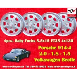 1 cerchio Babyfuchs 5.5x15 4x130 Porsche Volkswagen Beetle 67- Karmann Ghia 67- Type 3 411 412 silver/diamond cut