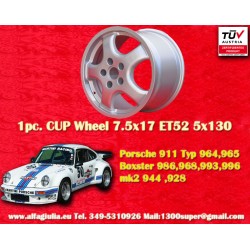 1 cerchio Cup 7.5x17 5x130 Porsche Audi 944 1987- 944S 944S2 968 928 964 993 996 Boxster 986 Audi RS2 silver