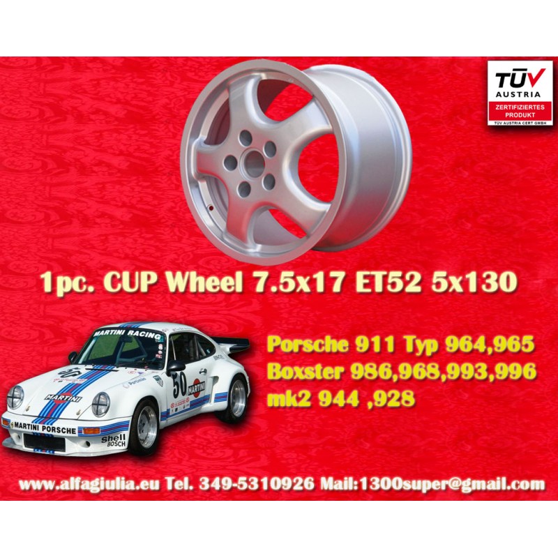 1 wheel Cup 7.5x17 5x130 Porsche Audi 944 1987- 944S 944S2 968 928 964 993 996 Boxster 986 Audi RS2 silver