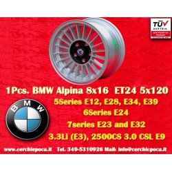 1 cerchio Alpina 8x16 5x120 BMW serie 5 E12 E28 E34 serie 6 E24 serie 7 E23 E32 E3 E9 silver/black