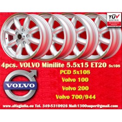 4 Felgen Minilite 5.5x15 5x108 Volvo serie 100 200 700 900 silver/diamond cut