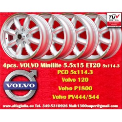 1 cerchio Minilite 5.5x15 5x114.3 Volvo 120 P1800 PV444 544 silver/diamond cut