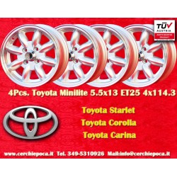 4 Felgen Minilite 5.5x13 4x114.3 Datsun Austin Toyota 120 140 160 180 Toyota Corolla Starlet Carina Austin 1100 1300 130