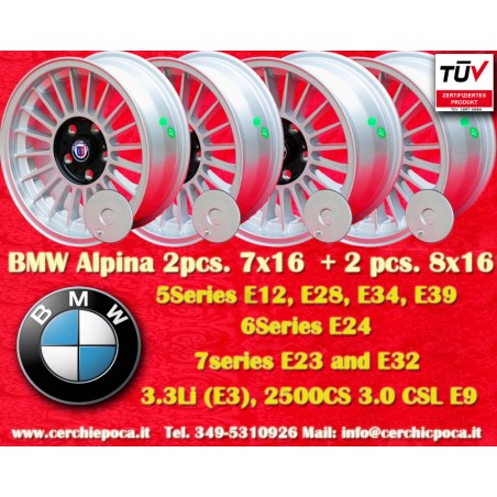 4 Felgen Alpina 7x16 + 8x16 5x120 BMW serie 5 E12 E28 E34 serie 6 E24 serie 7 E23 E32 E3 E9