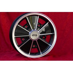 1 wheel BRM 5.5x15 5x205 Volkswagen Beetle Kafer Maggiolino T1 T2a Typ3 Karmann Ghia black/diamond cut