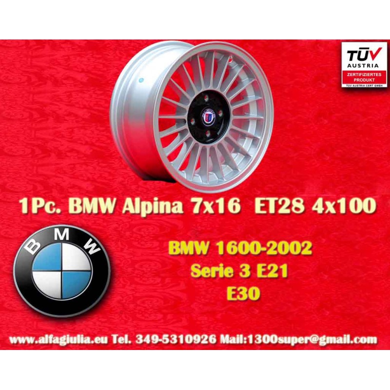 1 jante Alpina 7x16 4x100 BMW Opel Volkswagen 3 serie E21 E30 Volkswagen Golf 1-3 Scirocco 1 2 Jetta 1 2 Vento Passat 35