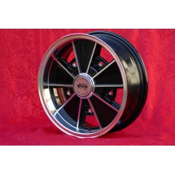 1 cerchio BRM 5.5x15 5x205 Volkswagen Beetle Kafer Maggiolino T1 T2a Typ3 Karmann Ghia black/diamond cut