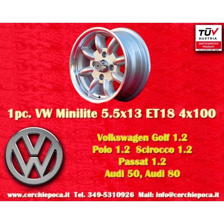 1 cerchio Minilite 5.5x13 4x100 BMW Opel Volkswagen  1502 1602 1802 2002 tii 3 E21 Kadett B-C Manta Ascona A-B GT Olympi