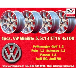 4 cerchi Minilite 5.5x13 4x100 BMW Opel Volkswagen  1502 1602 1802 2002 tii 3 E21 Kadett B-C Manta Ascona A-B GT Olympia