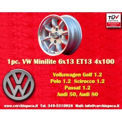 1 Felge Minilite 6x13 4x100 BMW Opel Volkswagen  1502 1602 1802 2002 tii 3 E21 Kadett B-C Manta Ascona A-B GT Olympia A 