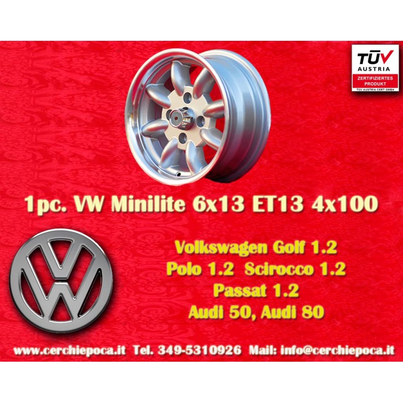 1 cerchio Minilite 6x13 4x100 BMW Opel Volkswagen  1502 1602 1802 2002 tii 3 E21 Kadett B-C Manta Ascona A-B GT Olympia 