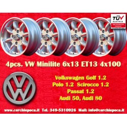 4 cerchi Minilite 6x13 4x100 BMW Opel Volkswagen  1502 1602 1802 2002 tii 3 E21 Kadett B-C Manta Ascona A-B GT Olympia A