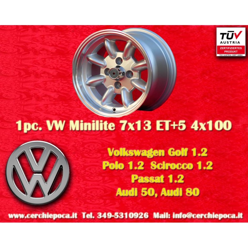 1 Felge Minilite 7x13 4x100 BMW Opel Volkswagen  1502 1602 1802 2002 tii 3 E21 Kadett B-C Manta Ascona A-B GT Olympia A 