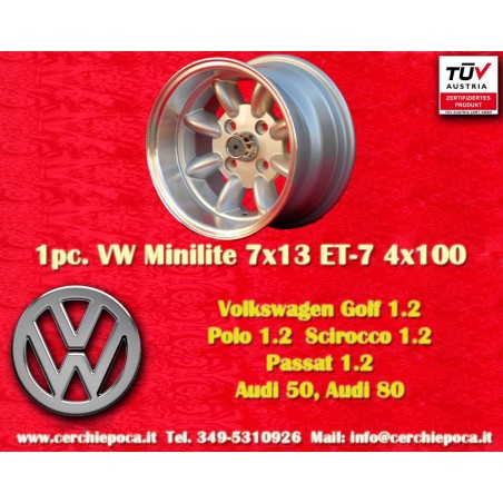 1 Felge Minilite 7x13 4x100 BMW Opel Volkswagen  1502 1602 1802 2002 tii 3 E21 Kadett B-C Manta Ascona A-B GT Olympia A 