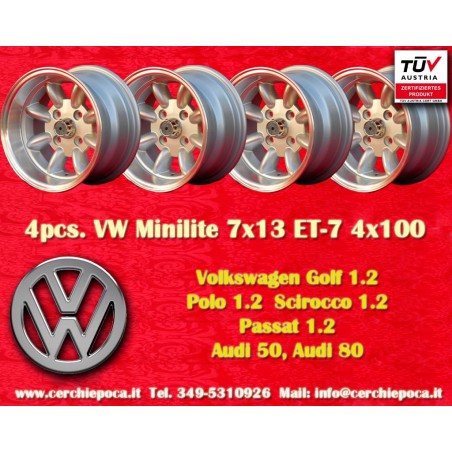 4 jantes Minilite 7x13 4x100 BMW Opel Volkswagen  1502 1602 1802 2002 tii 3 E21 Kadett B-C Manta Ascona A-B GT Olympia A