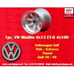 1 Felge Minilite 8x13 4x100 BMW Opel Volkswagen  1502 1602 1802 2002 tii 3 E21 Kadett B-C Manta Ascona A-B GT Olympia A 