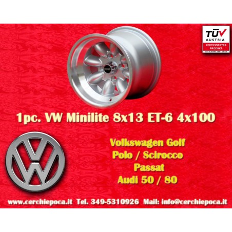 1 jante Minilite 8x13 4x100 BMW Opel Volkswagen  1502 1602 1802 2002 tii 3 E21 Kadett B-C Manta Ascona A-B GT Olympia A 