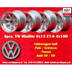 4 cerchi Minilite 8x13 4x100 BMW Opel Volkswagen  1502 1602 1802 2002 tii 3 E21 Kadett B-C Manta Ascona A-B GT Olympia A