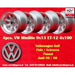 4 cerchi Minilite 9x13 4x100 BMW Opel Volkswagen  1502 1602 1802 2002 tii 3 E21 Kadett B-C Manta Ascona A-B GT Olympia A